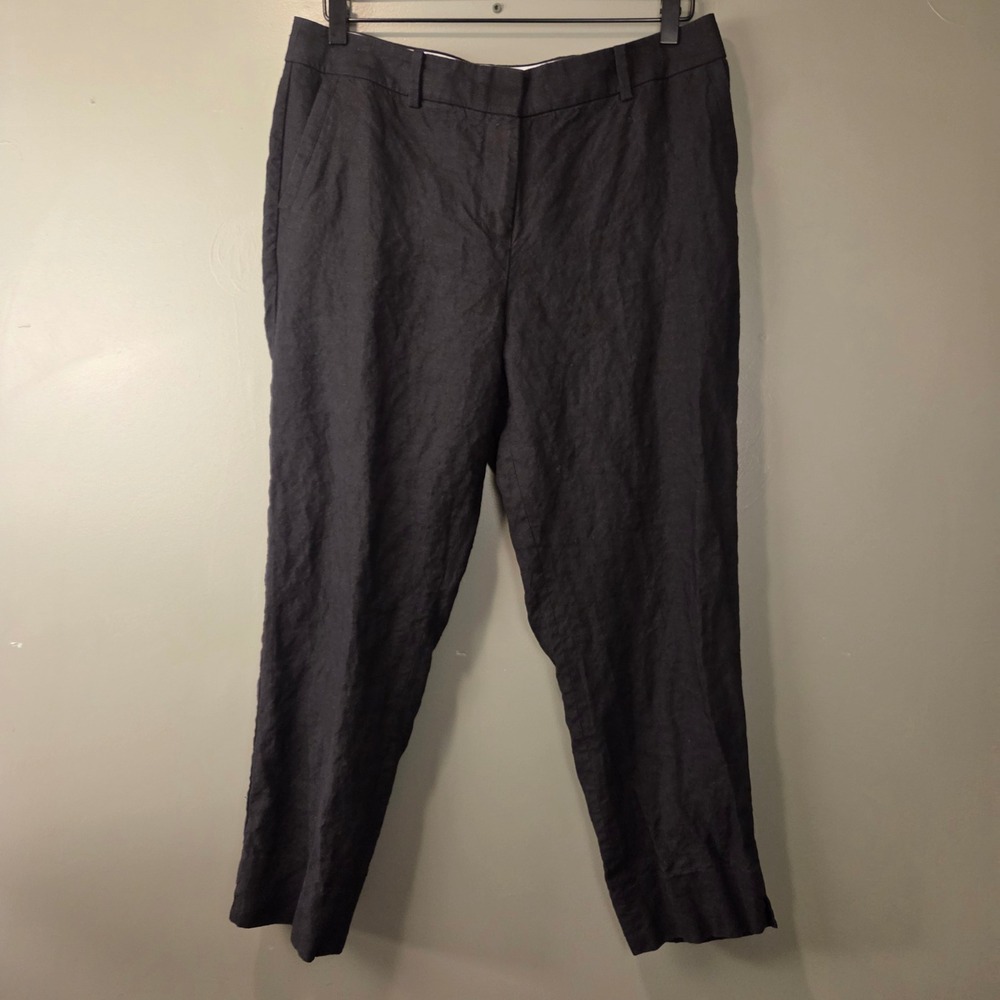 Talbots Women's 100% Linen Slim Ankle Pants Black Size 10 Petite
